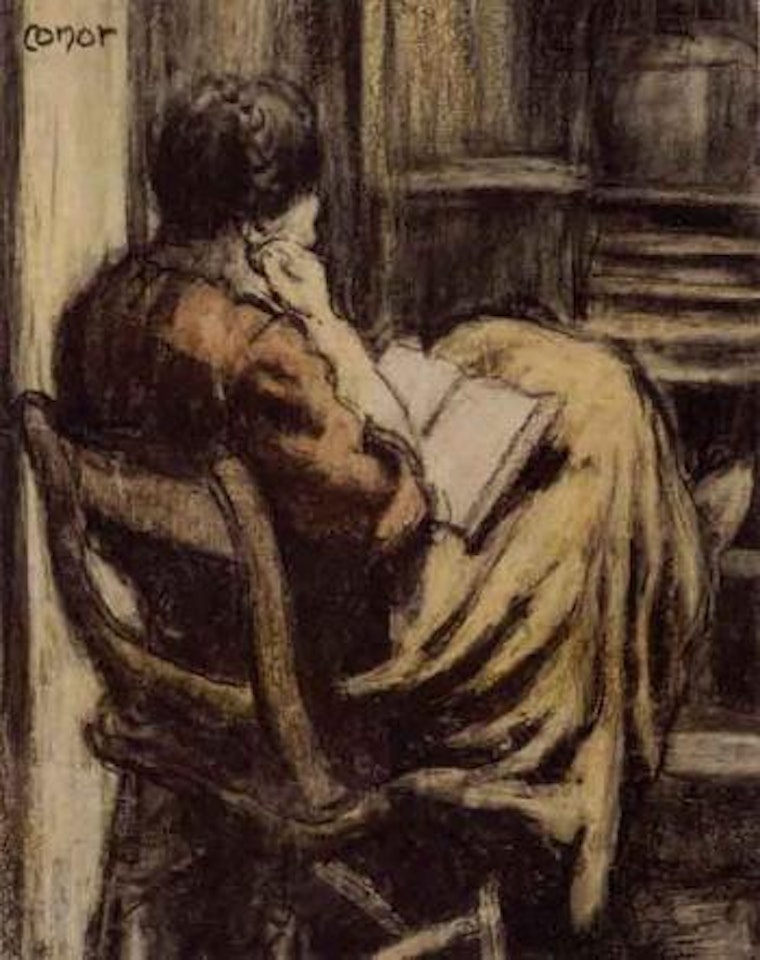 Girl reading by William Conor