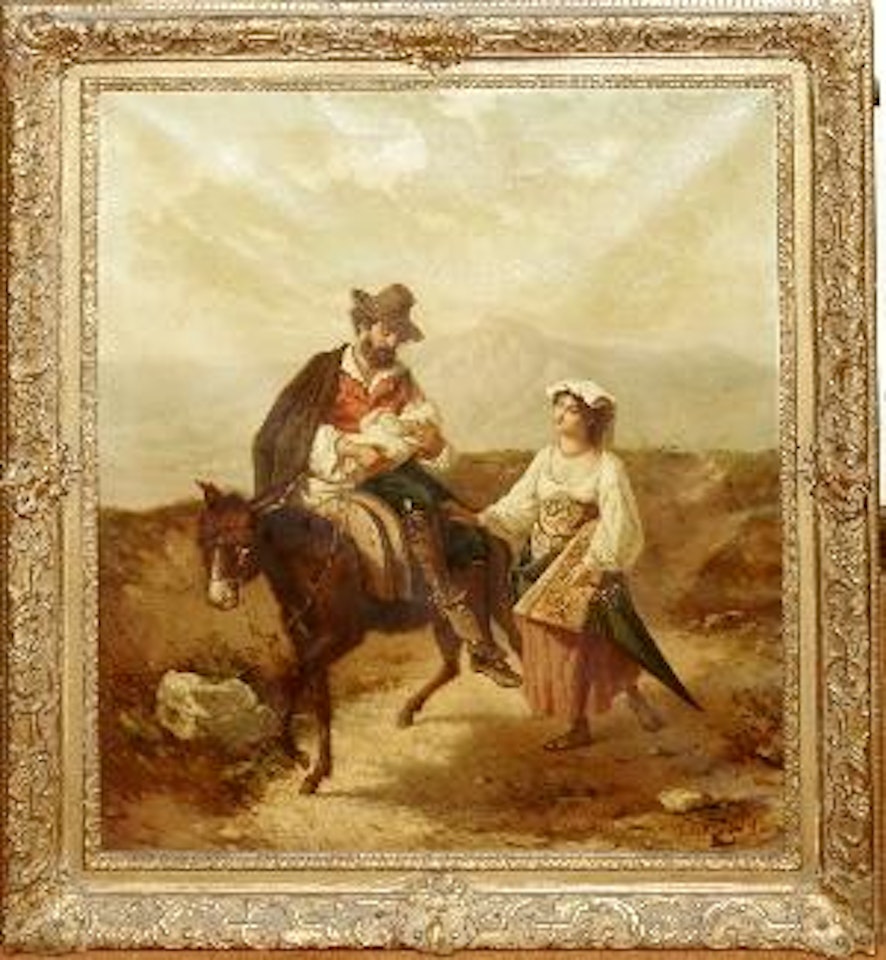 Two figures travelling with child by Wilhelm Kray