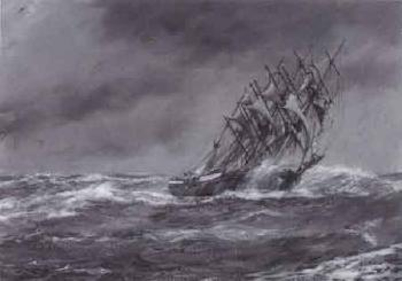The barque, Pamir, in a swell by Montague Dawson