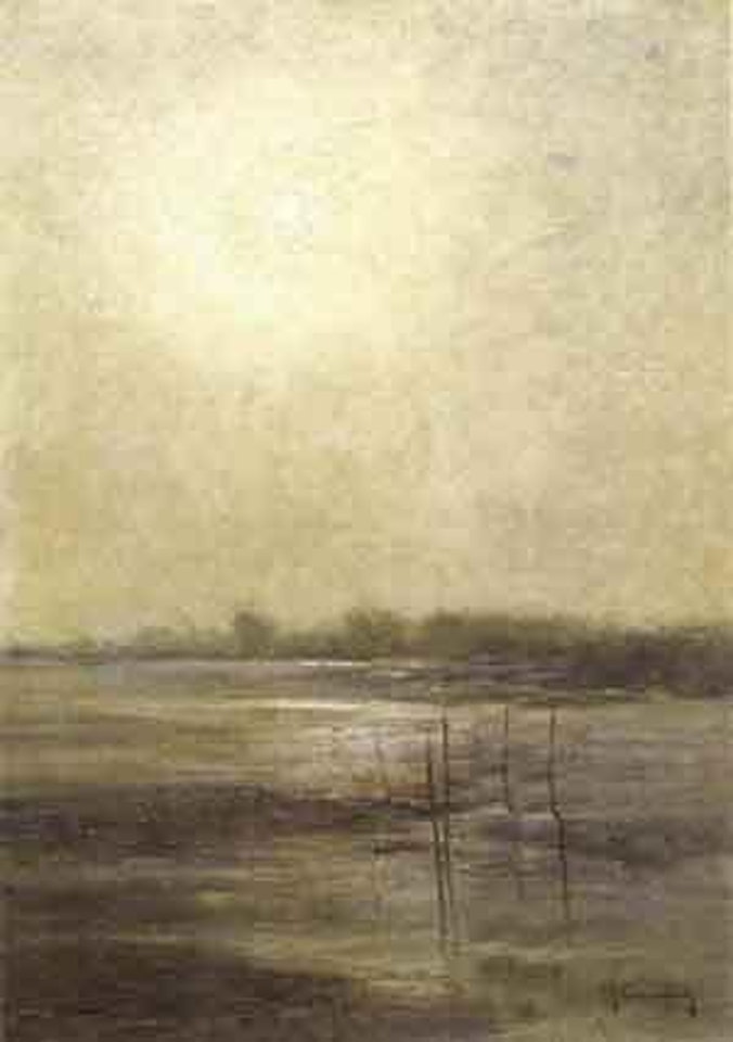Evening sun on the Rhine by Max Clarenbach