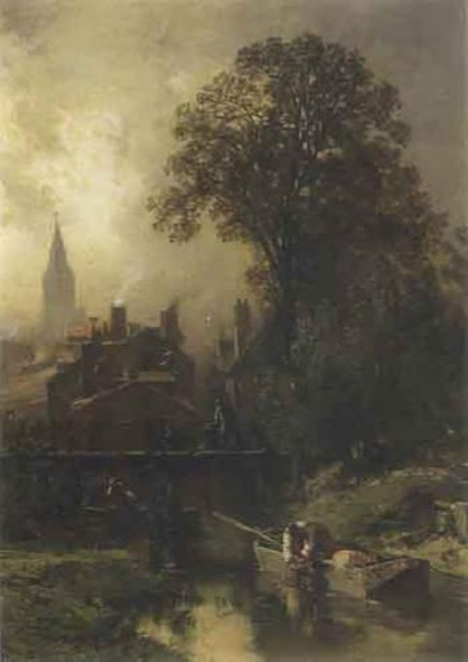 Washerwomen by river by Charles Hoguet