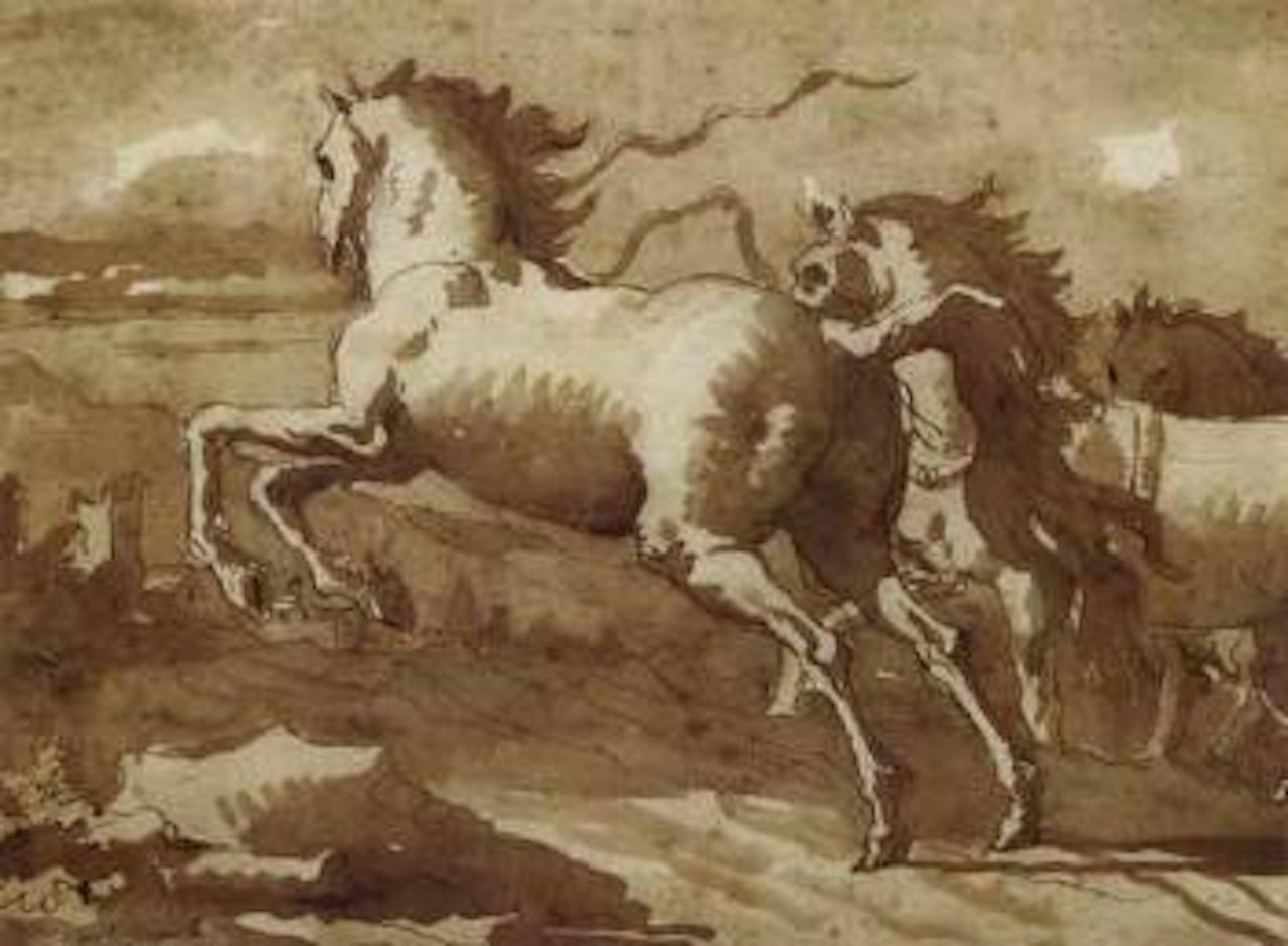 Charging horses by Giovanni Domenico Tiepolo