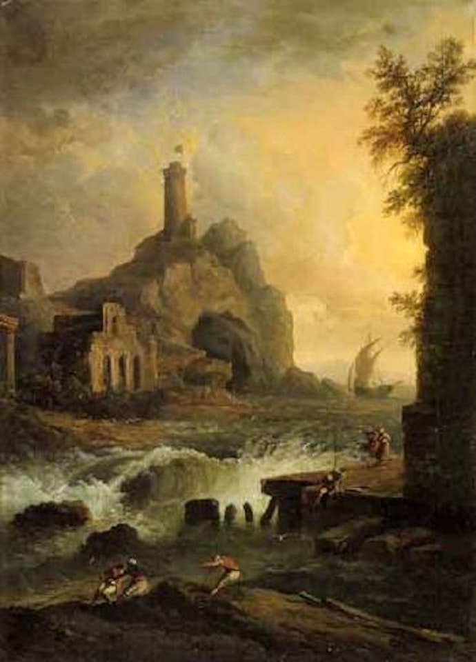 Coastal landscape with figures by Claude Joseph Vernet