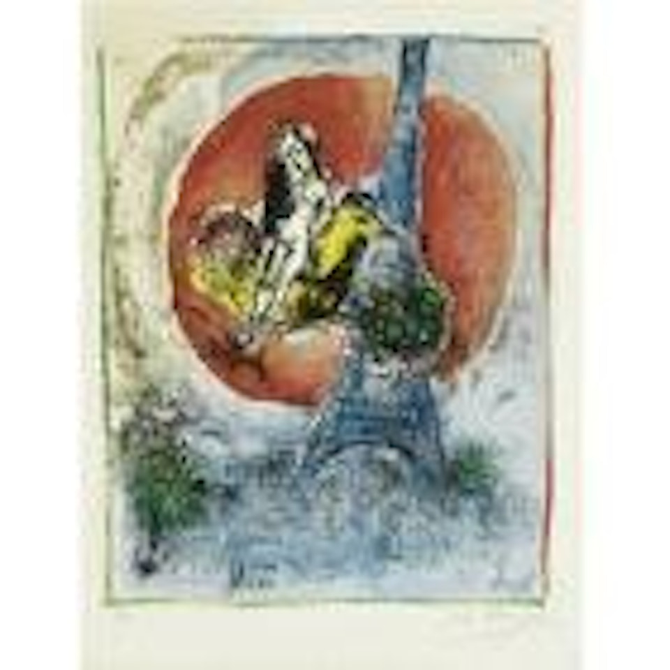 Eiffel Tower lovers by Marc Chagall