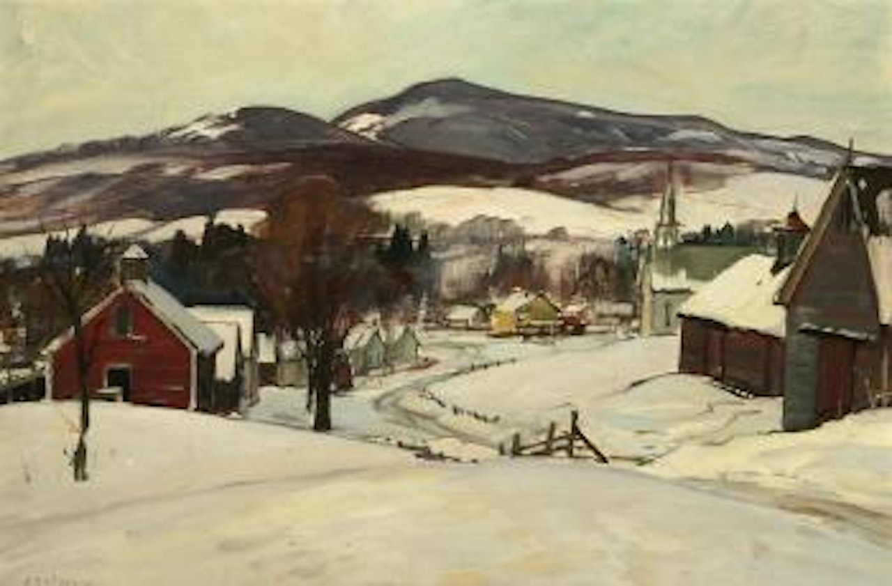 Snow draped town by Aldro Thompson Hibbard