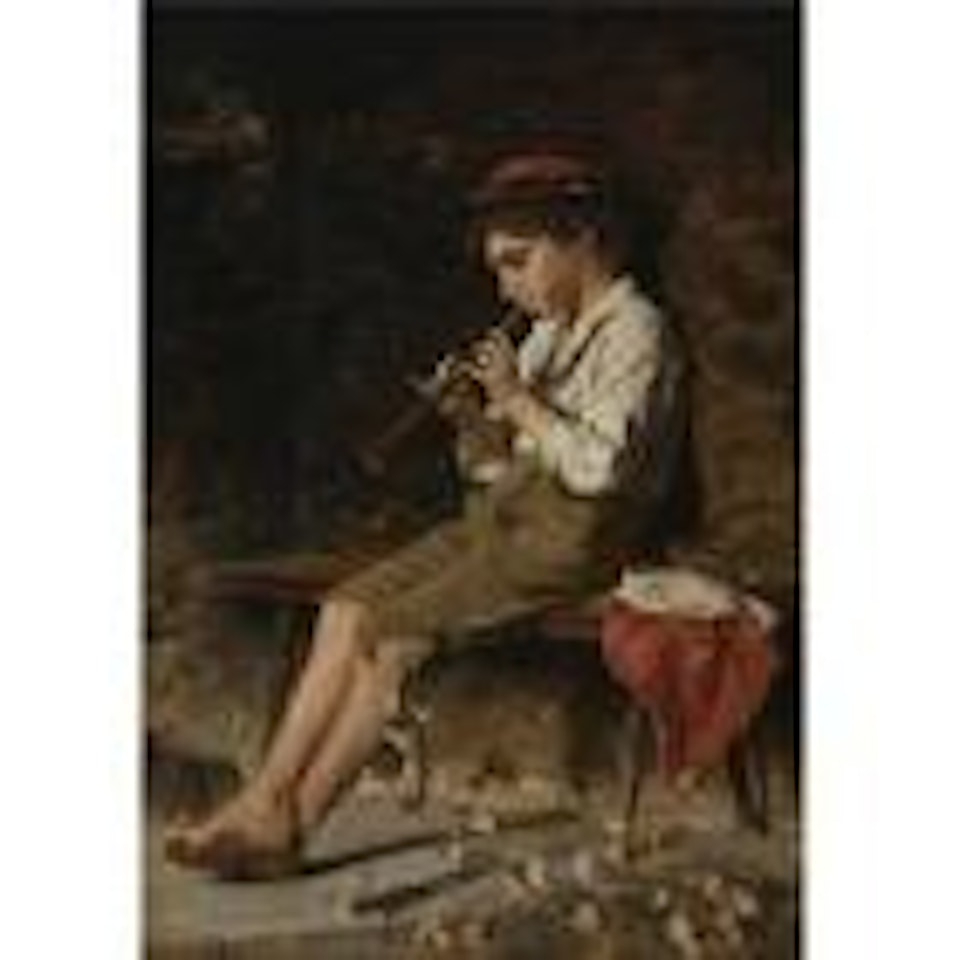 Boy playing clarinet by Luigi Bechi