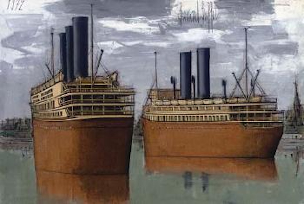 Saint-Malo, paquebots sortant du grand bassin by Bernard Buffet