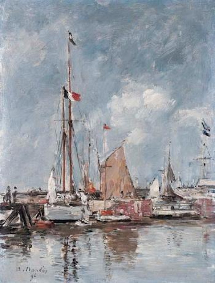 Yachts dans le bassin de Deauville by Eugène Boudin