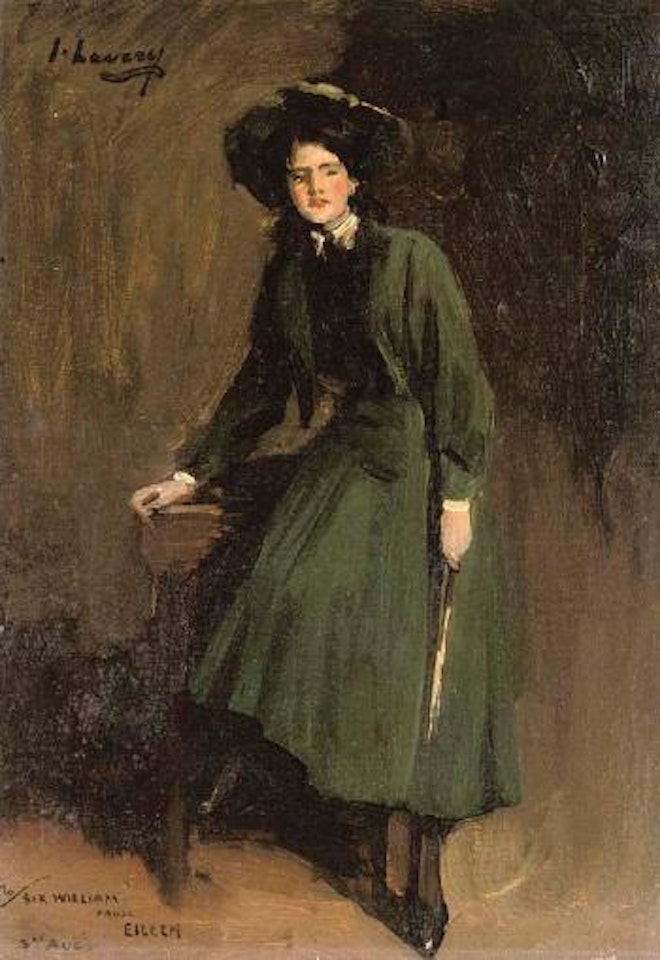 Eileen in green, Portrait of a Eileen Lavery, later Lady Sempill by John Lavery