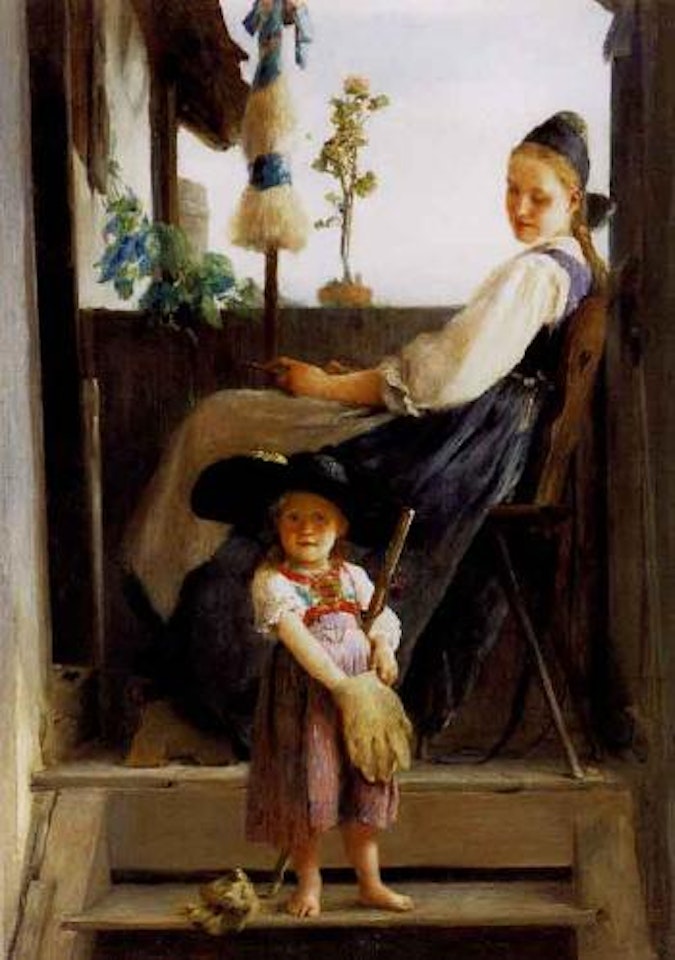 Girl and her mother by Adolphe Weisz