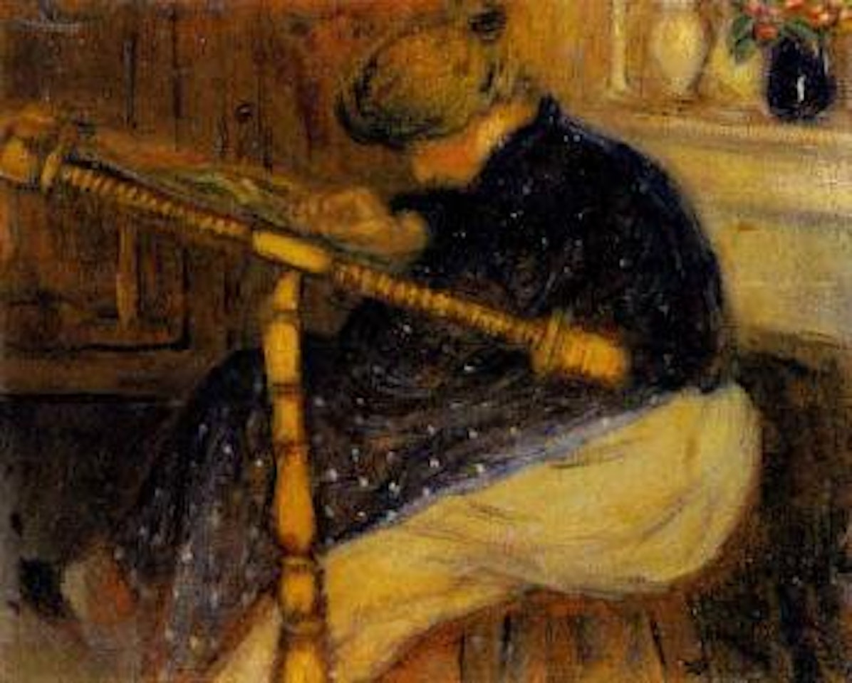 Embroidering woman by József Rippl-Rónai