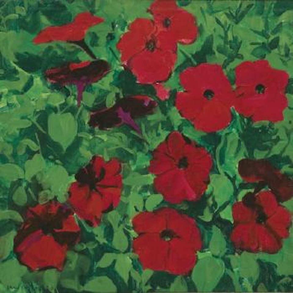 Red petunias by Jane Peterson