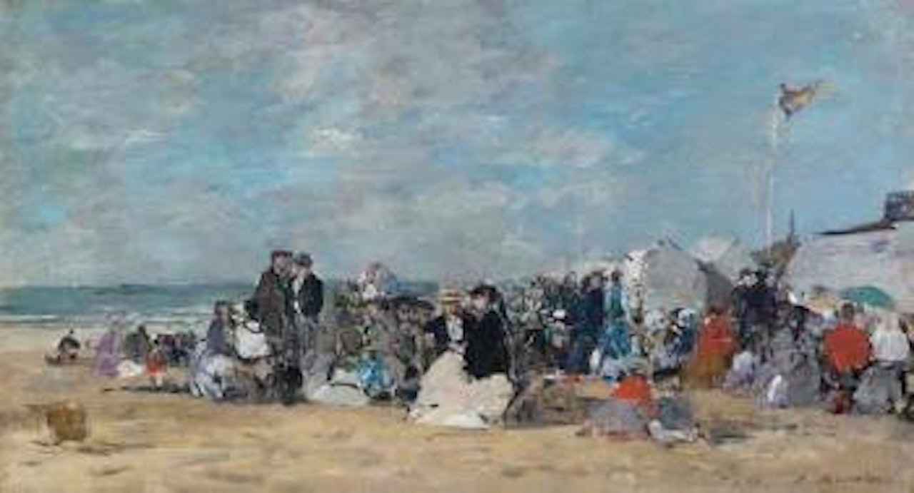 Scene de plage a Trouville by Eugène Boudin