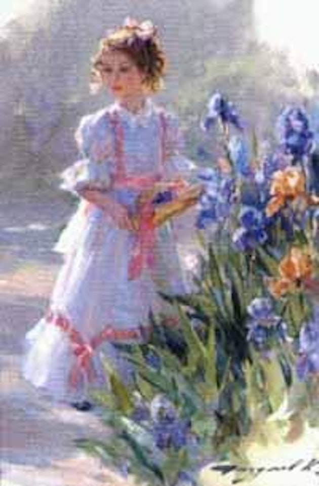 Young girl in the garden by Constantin Razoumov