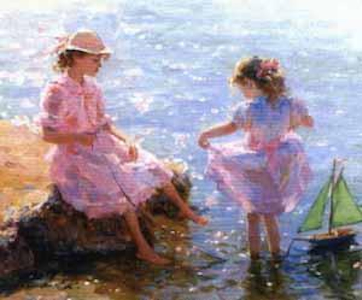 Children with the green yacht by Constantin Razoumov