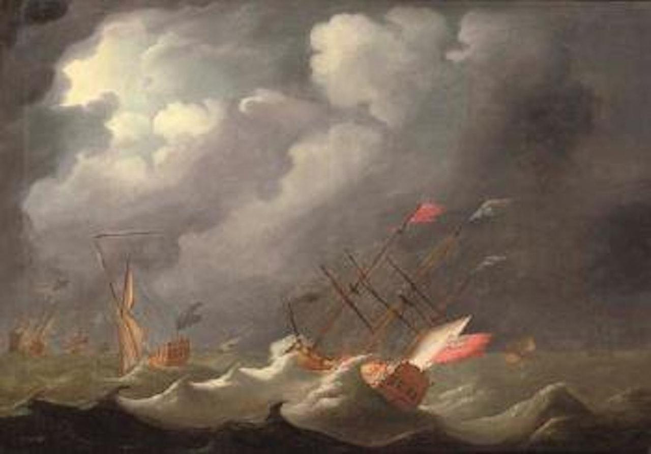 Royal Yacht Carolina, with King George I on board, returning to England in 1726 by Peter Monamy