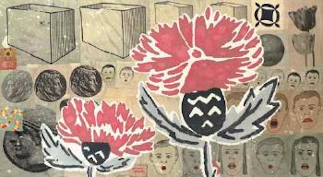 Panorama, two thistles by Donald Baechler