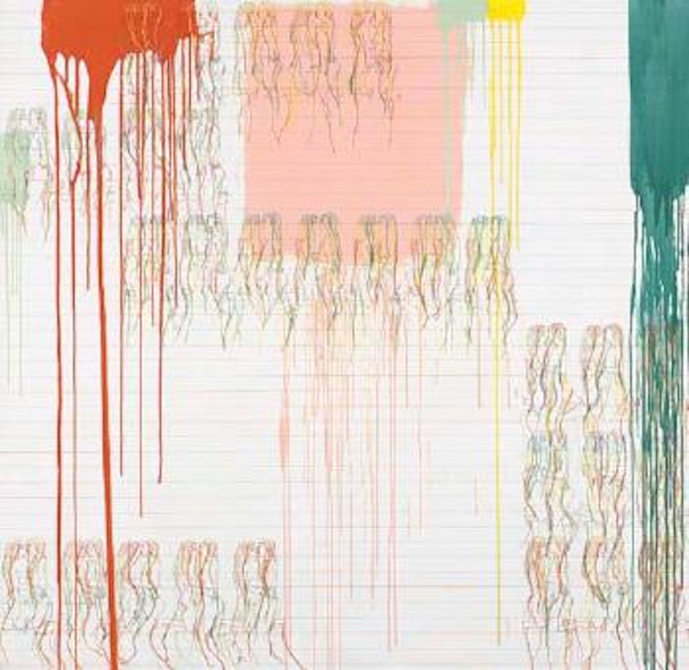 Large rolled up painting by Ghada Amer