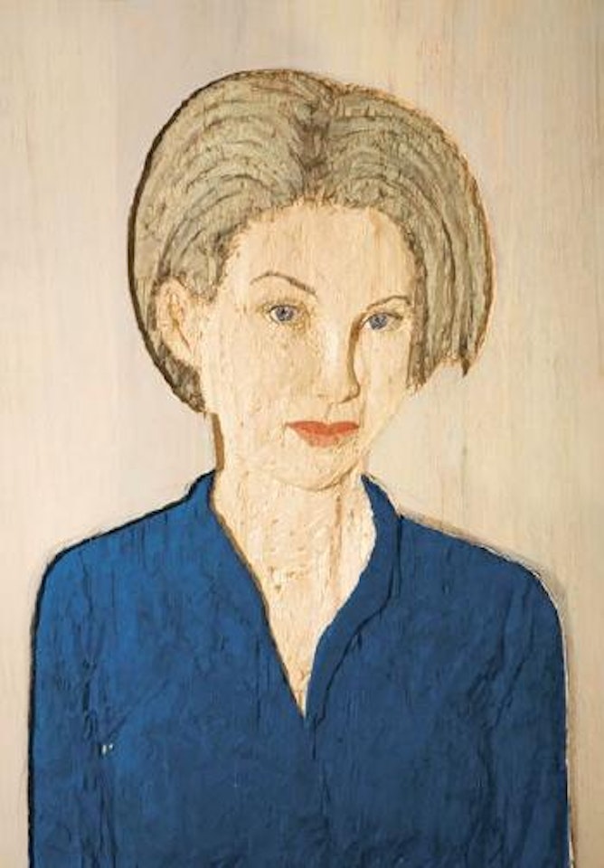 Woman in blue shirt by Stephan Balkenhol