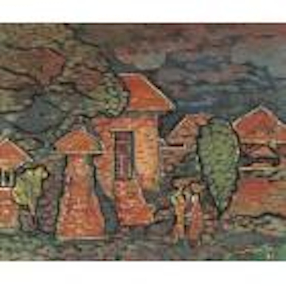 Bali village scene by Arie Smit