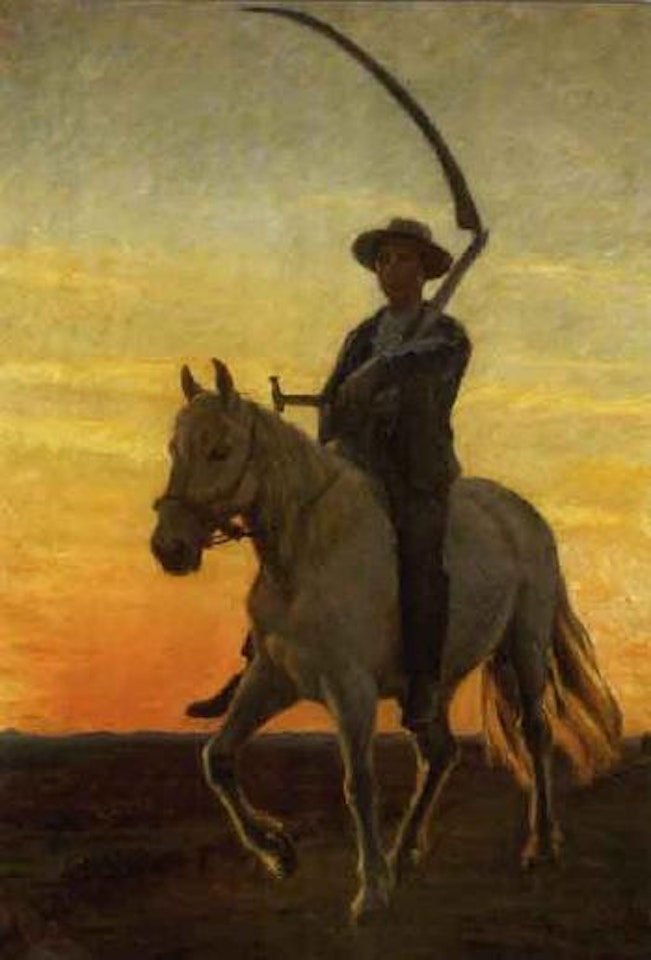 Young harvester returning home on horseback by Michael Ancher