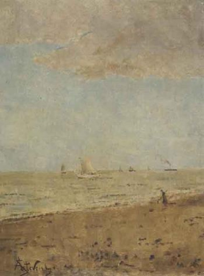 Marine avec voilier et voilier a aube by Alfred Stevens