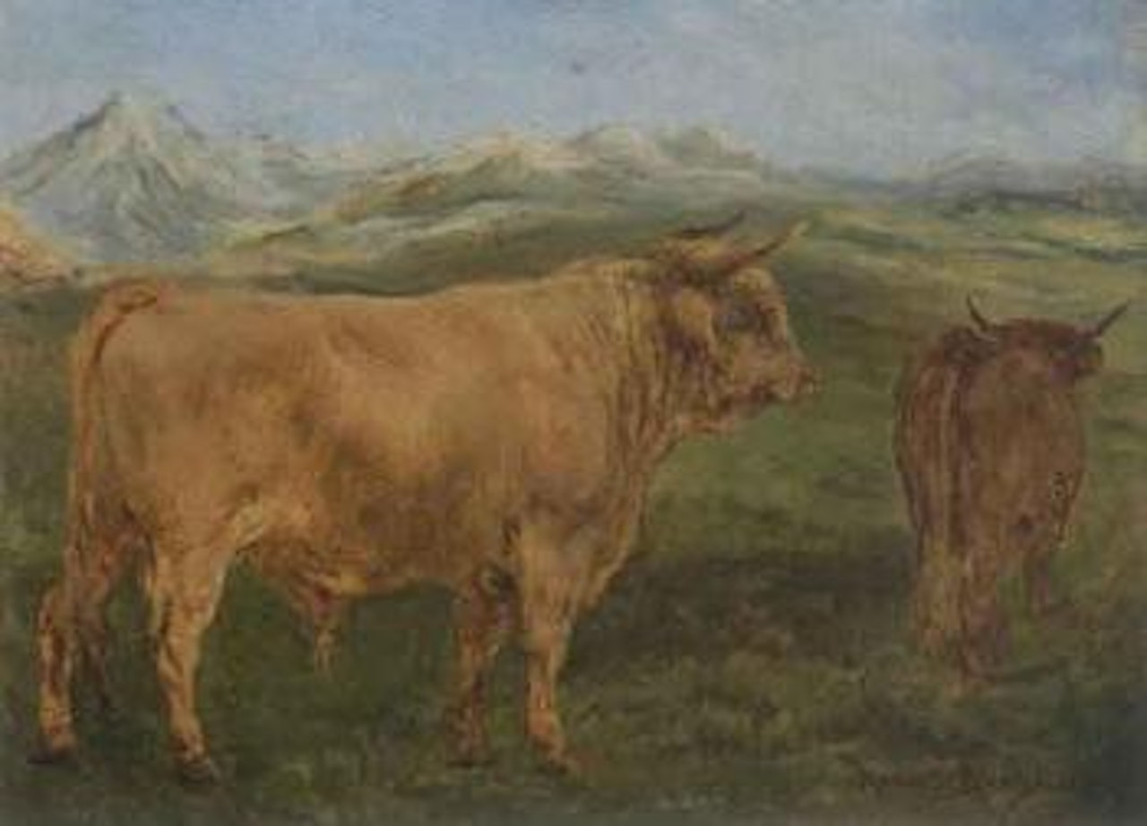 Cattle in meadow by Rosa Bonheur