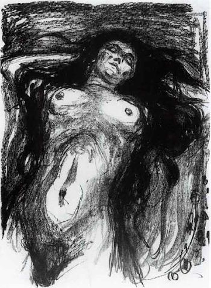 Reclining woman with hair loose by Edvard Munch