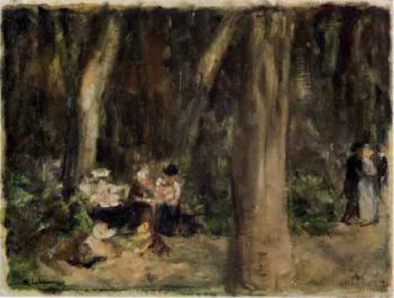 Children playing and lovers in the Tiergarten by Max Liebermann