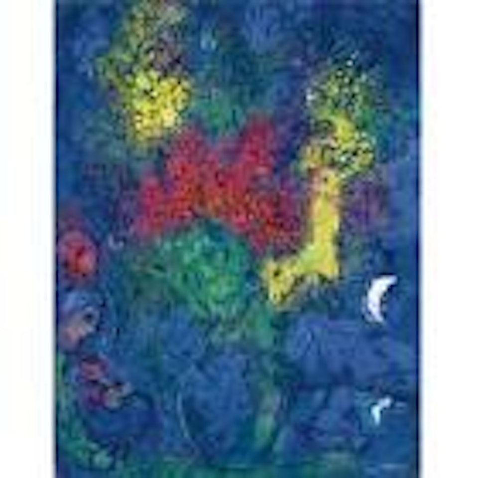 Fleurs et voilier au clair de lune by Marc Chagall