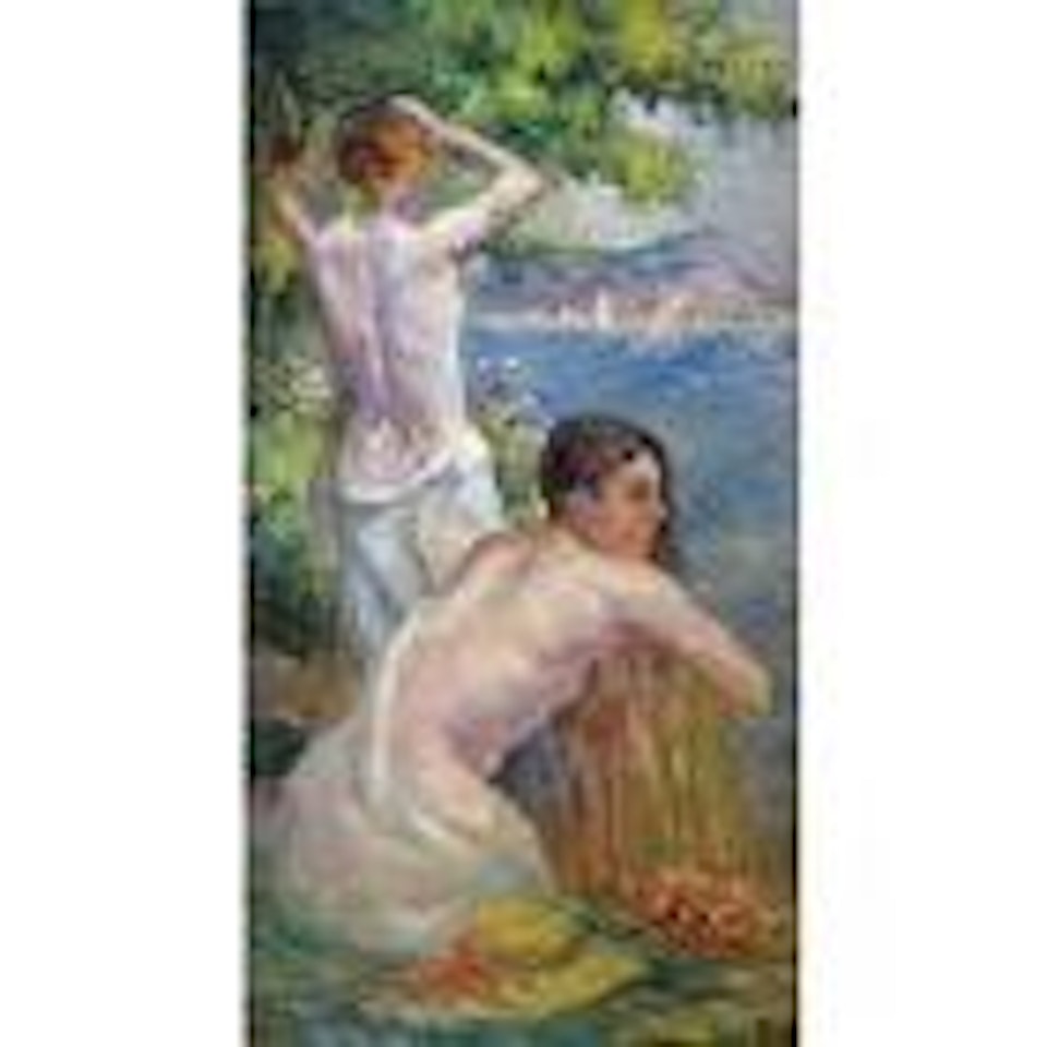 Saint-Tropez, deux femmes devant le golfe by Maximilien Luce