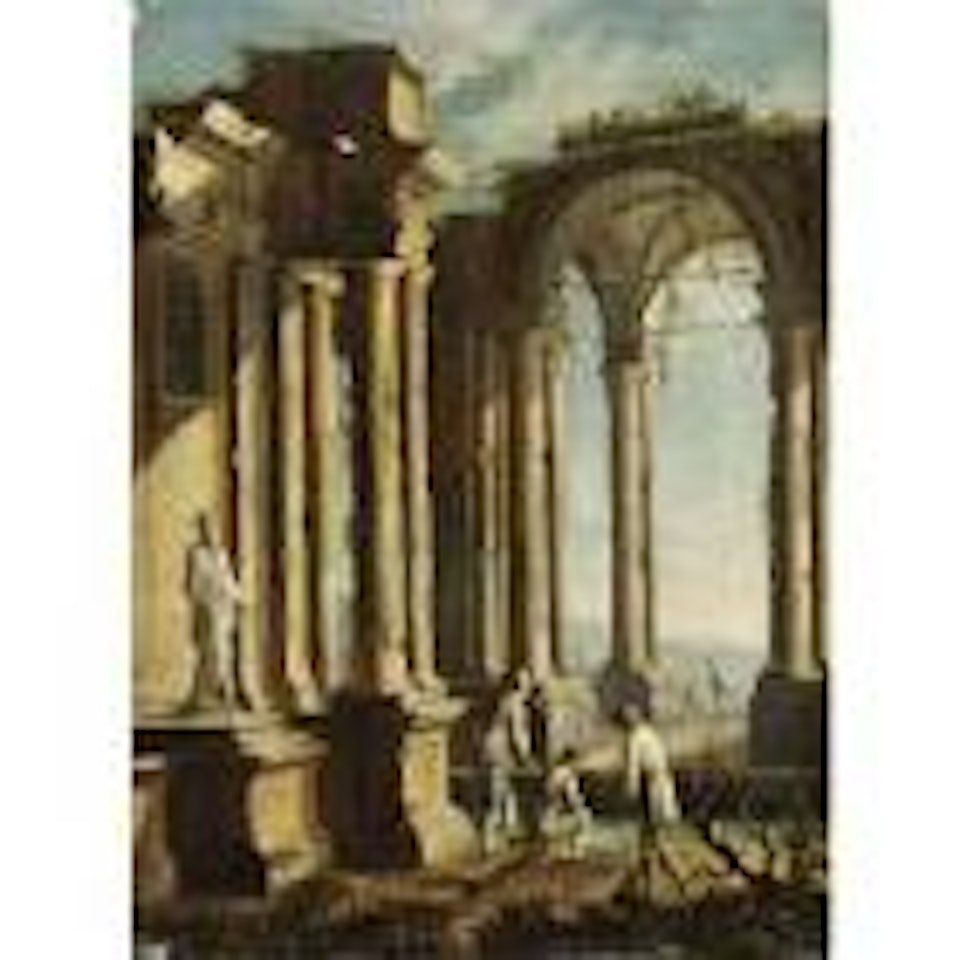 Capriccio with figures by Gennaro Greco