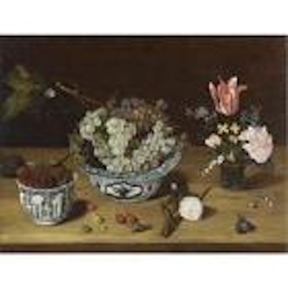 Still life of flowers and grapes by Isaak Soreau