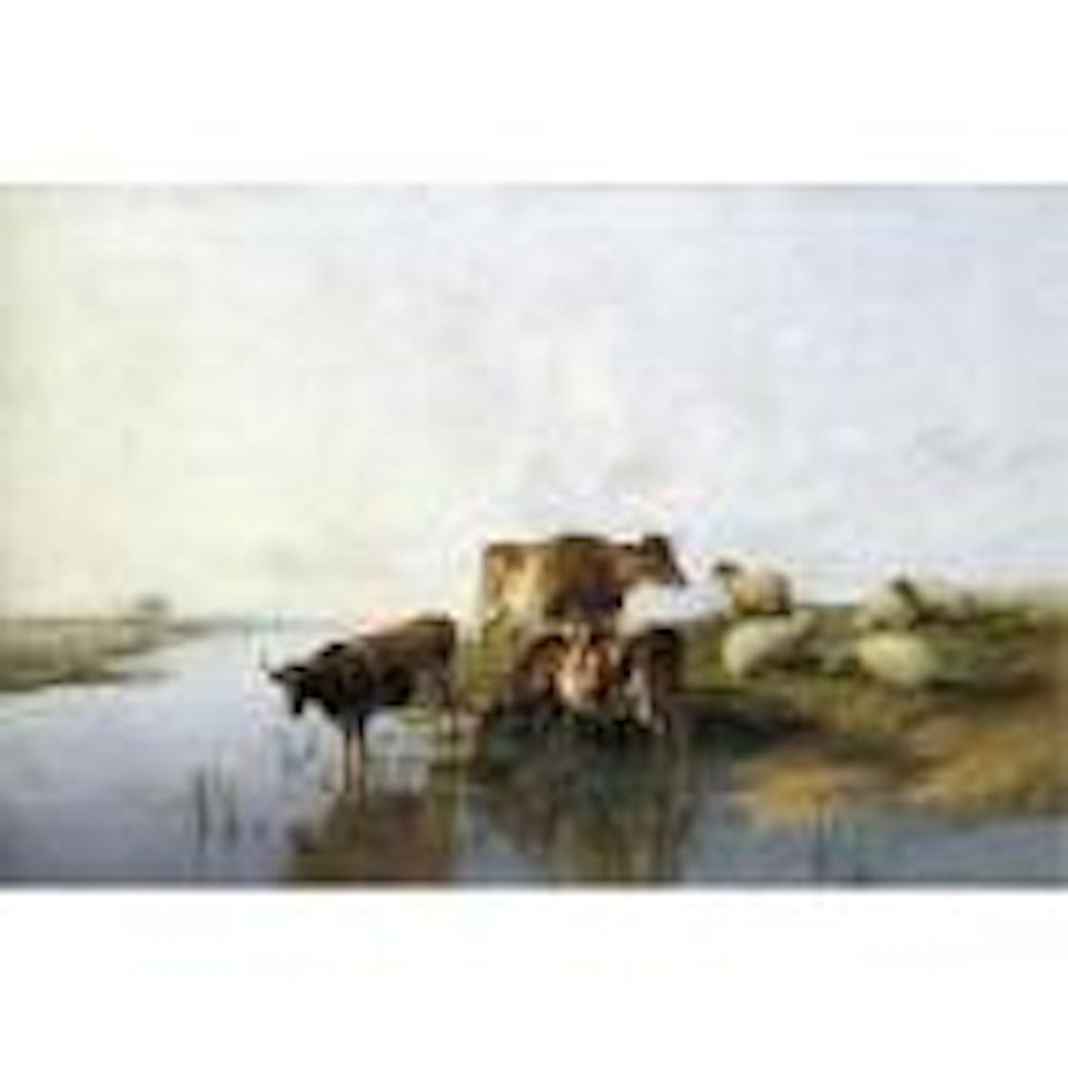 Cattle watering by Thomas Sidney Cooper