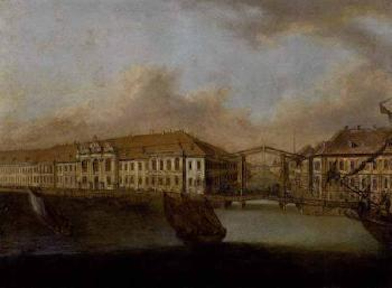 Old Royal winter palace on the banks of the Neva by Russian School