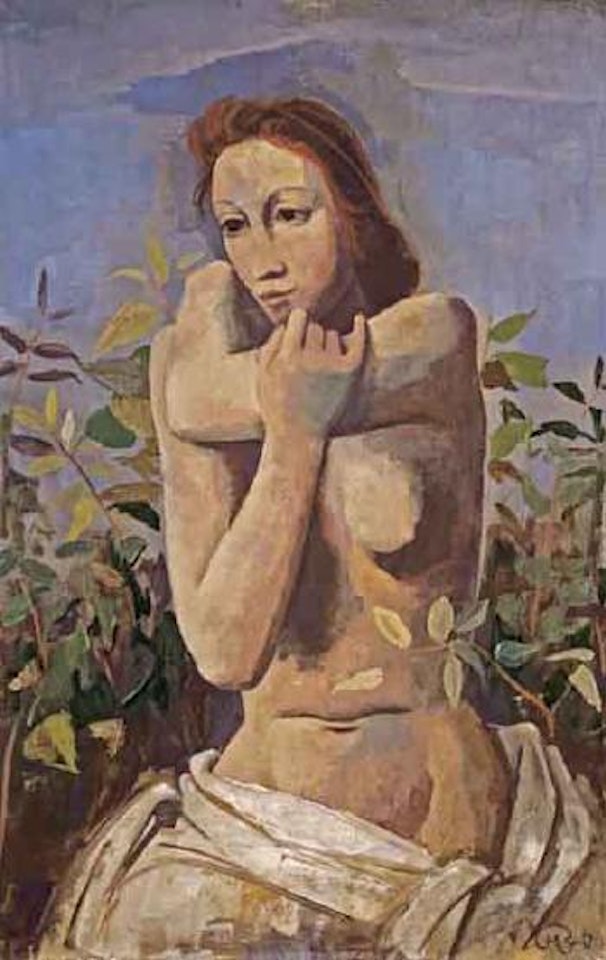 Nude girl seated by Karl Hofer