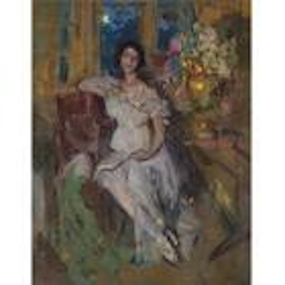 Portrait of a seated lady by Konstantin Alekseevich Korovin