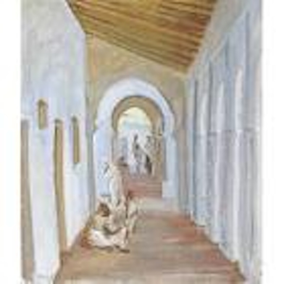 Figures in a portico, Algeria by Alexander Evgenievich Yakovlev