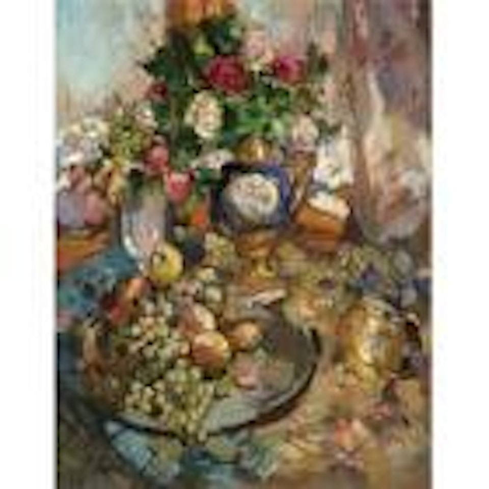 Still life with roses and fruit by Konstantin Alekseevich Korovin