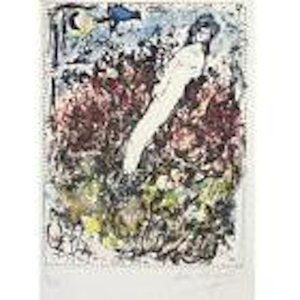 Young girl with bouquet by Marc Chagall