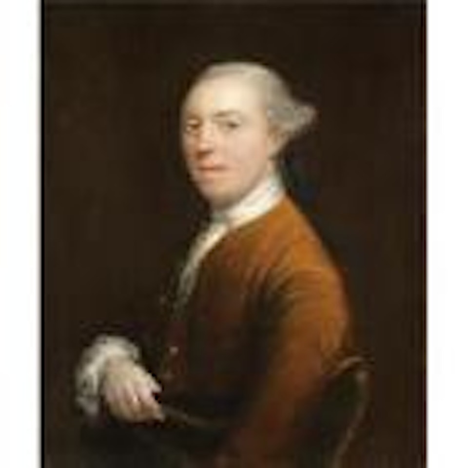 Portrait of Captain Sharpe, wearing brown coat holding a tricorn hat by Thomas Gainsborough