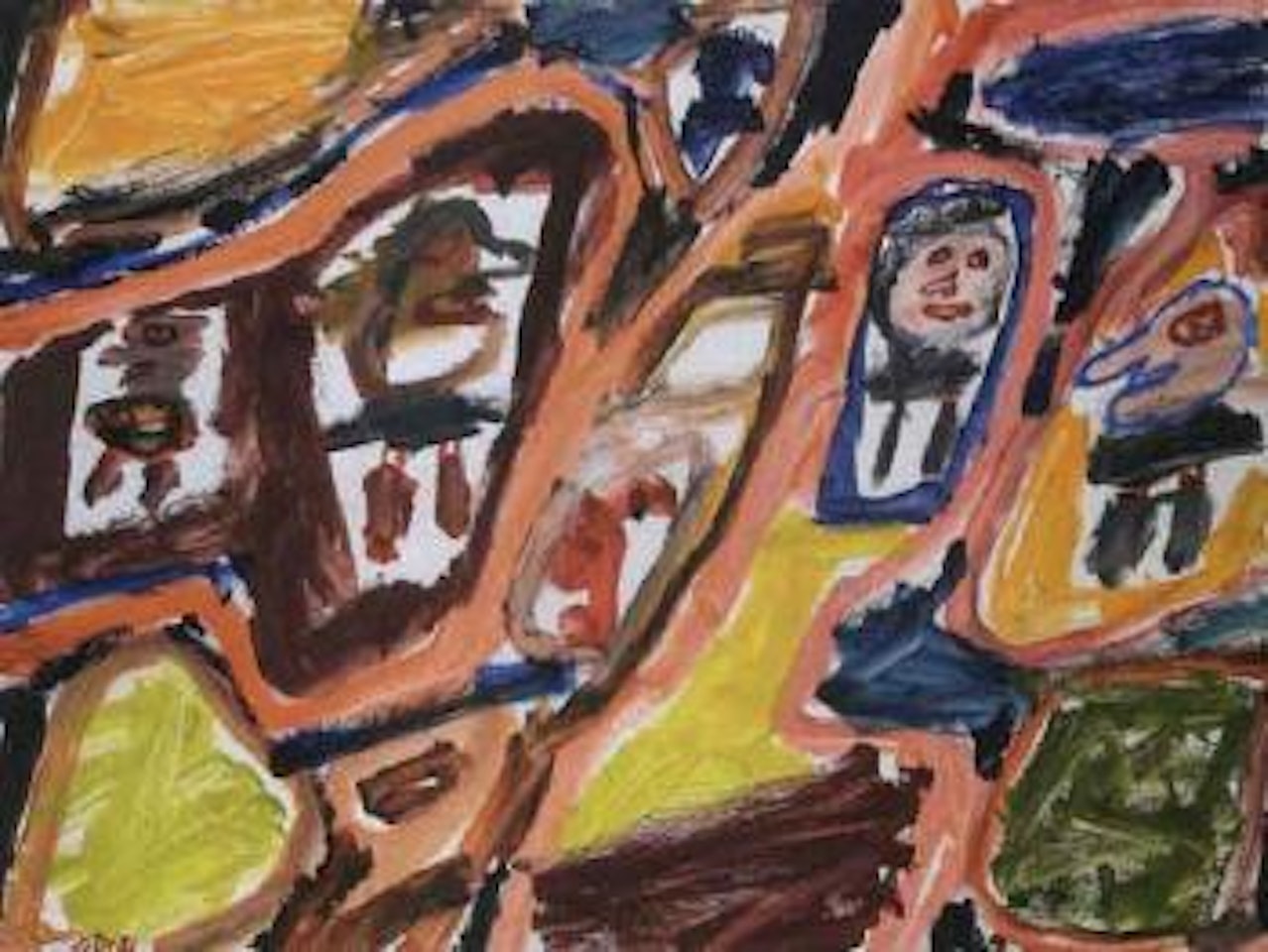 Site avec 4 personnages by Jean Dubuffet
