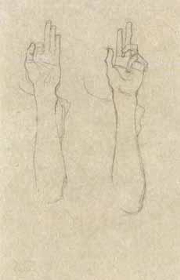 Two saluting hands by Gustav Klimt