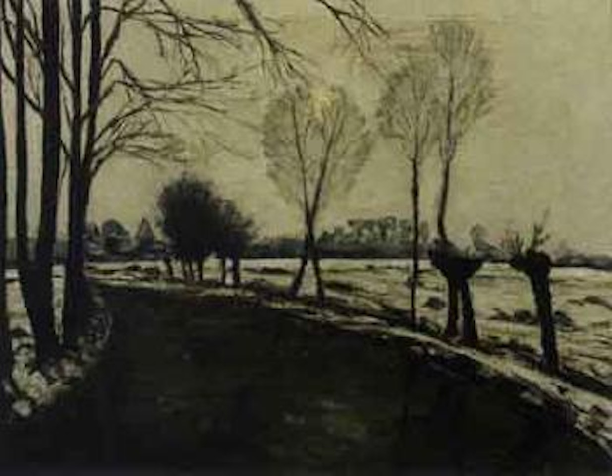 Lower Rhine stream in the snow by Max Clarenbach