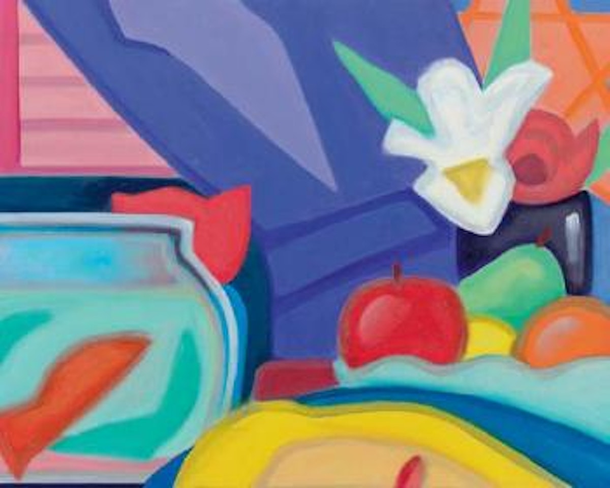 Night time still life with blonde and goldfish by Tom Wesselmann
