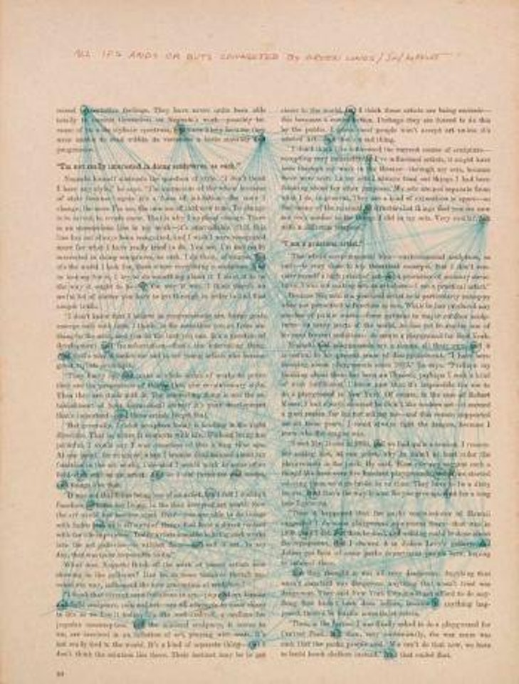 All ifs ands or buts connected by green lines by Sol LeWitt