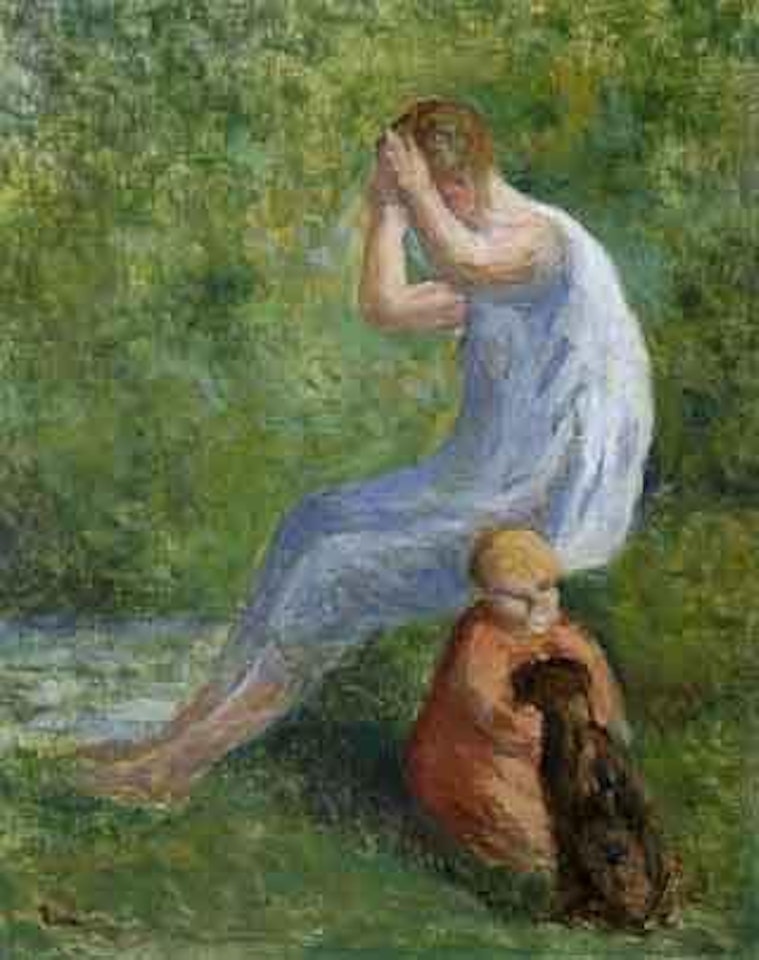 Mere et enfants en bord de riviere by Maximilien Luce