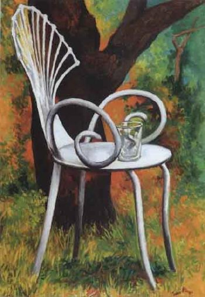 Chair and glass by Renato Guttuso