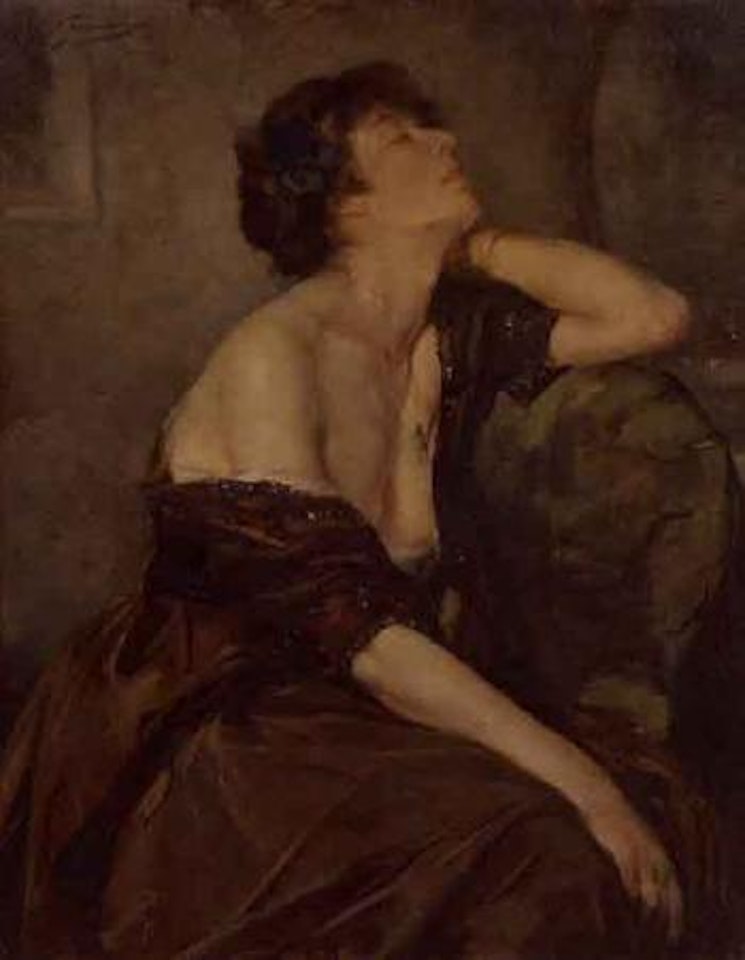 Jeune femme partiellement denudee assoupie by Jean Gouweloos