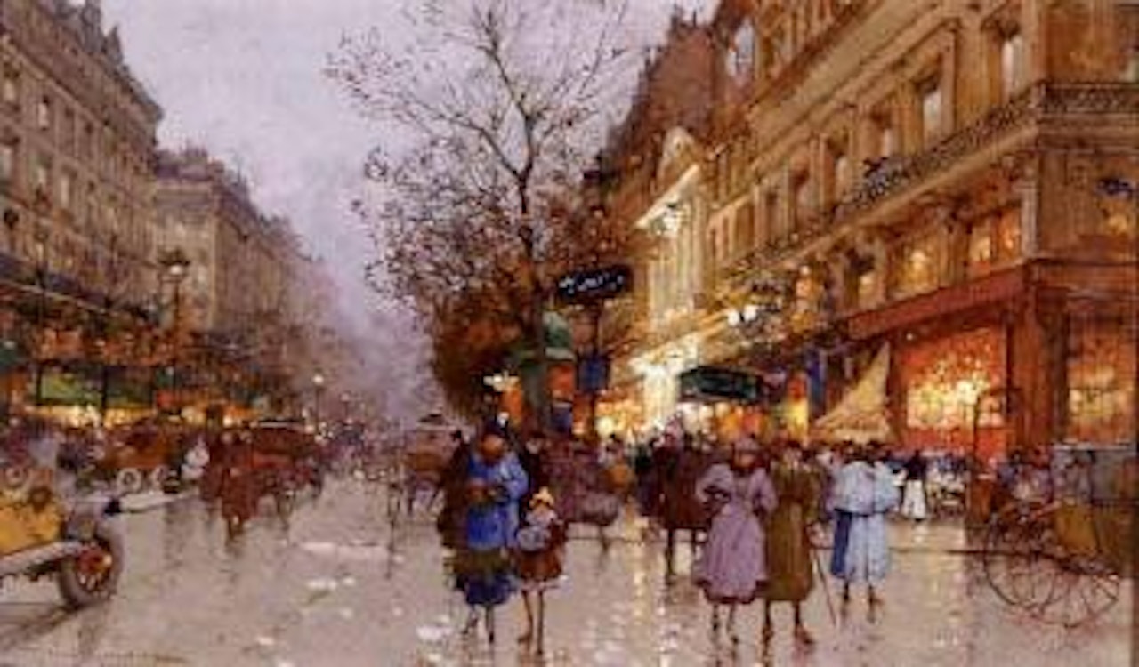 Paris, soir sur les grands boulevards by Eugene Galien-Laloue